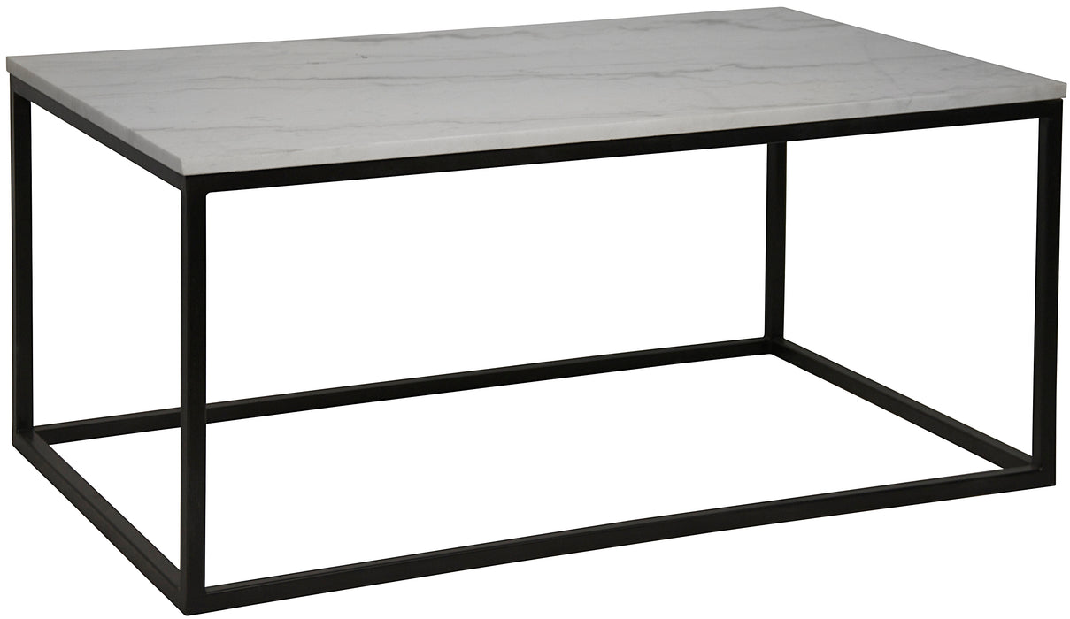 Manning Coffee Table, Black Steel with White Marble Top