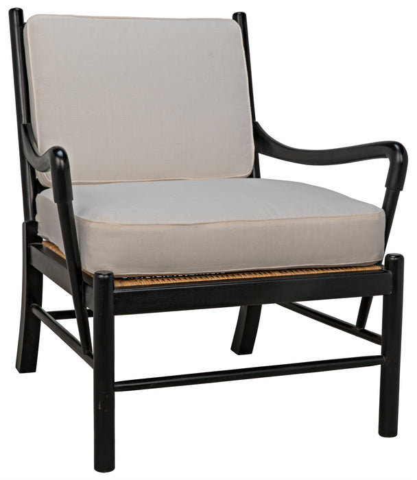 Kevin Chair with Rattan, Hand Rubbed Black