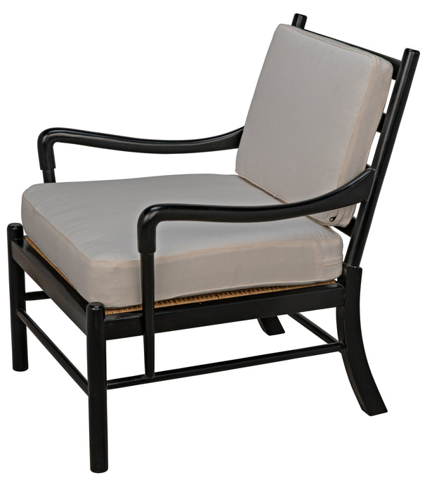Kevin Chair with Rattan, Hand Rubbed Black
