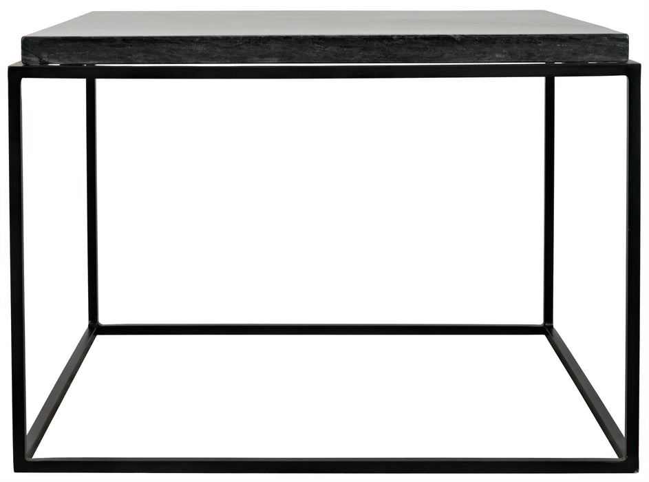 Lomax Coffee Table, Black Steel Finish with Black Marble