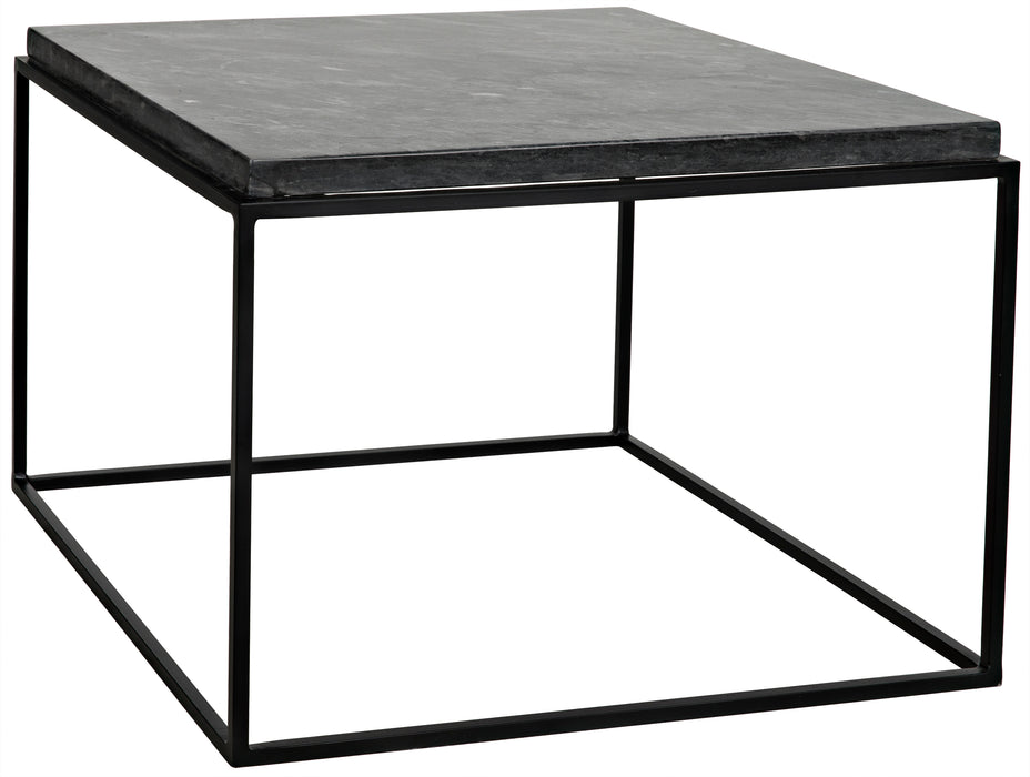 Lomax Coffee Table, Black Steel Finish with Black Marble
