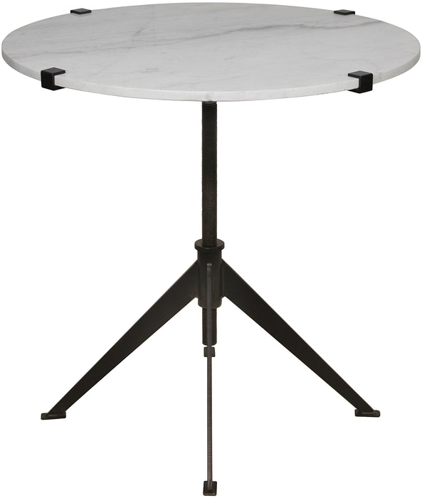 Edith Adjustable Side Table, Large, Black Steel and White Marble