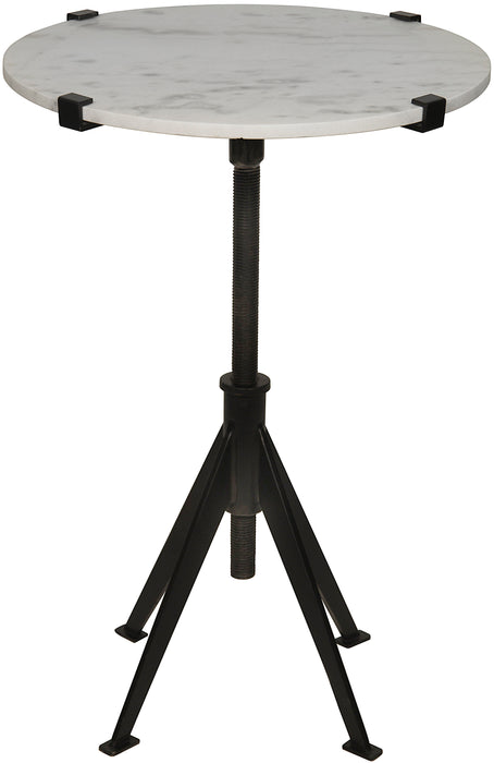 Edith Adjustable Side Table, Small, Black Steel and White Marble