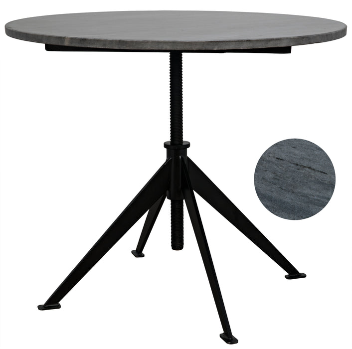 Matilo Adjustable Table, Black Steel Base with Marble Top