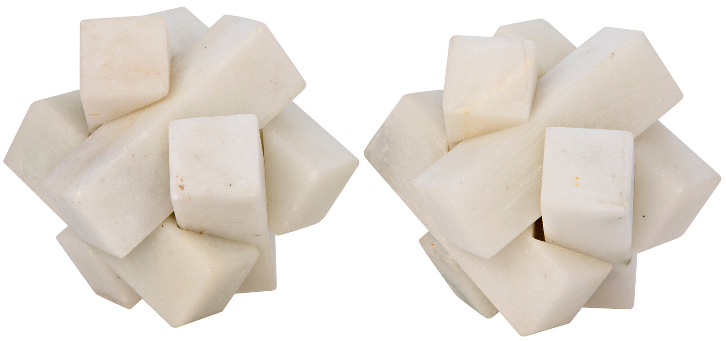 Cube Puzzle Object, Set of 2, White Stone