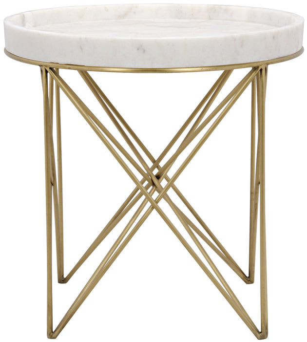 Prisma Side Table, Steel and White Marble