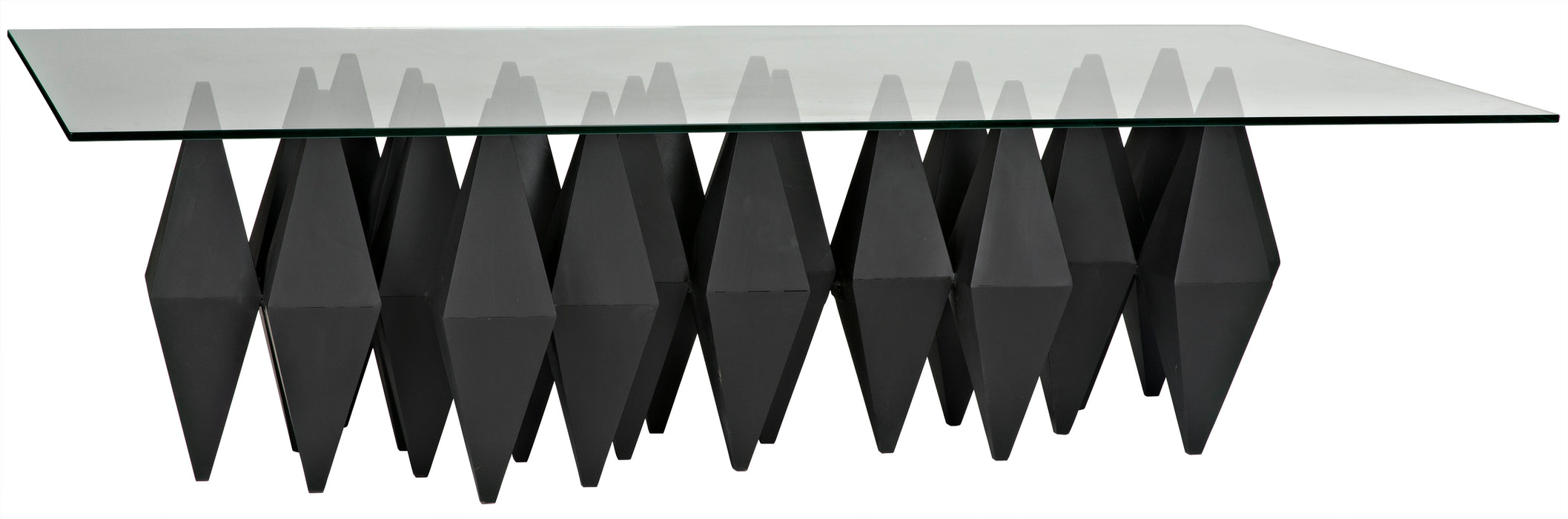 Bast Metal Coffee Table with Glass Top, Black Steel