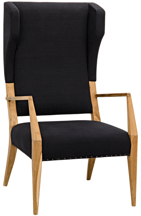 Narciso Chair, Teak with Black Woven Fabric