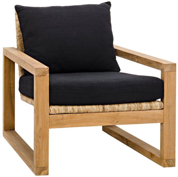 Martin Chair, Teak Frame, Woven Seat, Black Woven Fabric