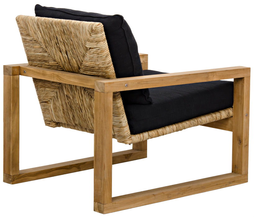 Martin Chair, Teak Frame, Woven Seat, Black Woven Fabric