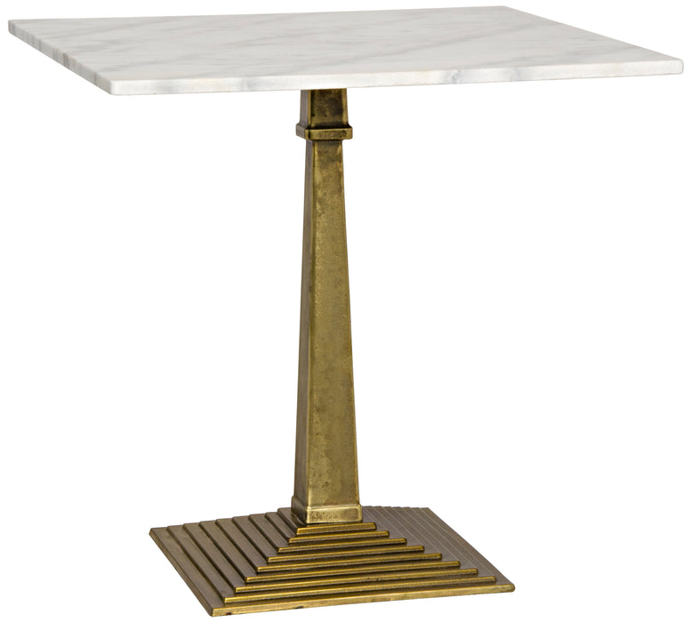 Fadim Side Table, Antique Brass Cast Iron and White Marble