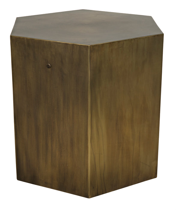 Aria Side Table B, Steel with Aged Brass Finish