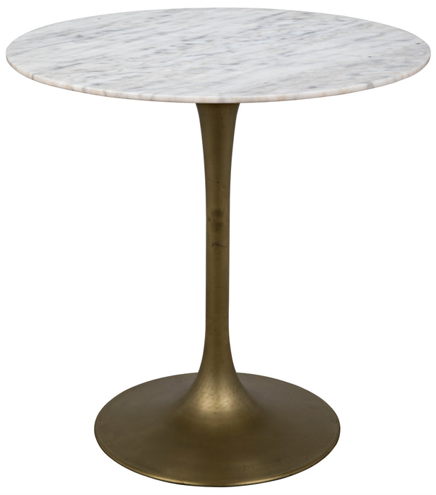 Laredo Bar Table 40", Metal with Brass Finish, White Stone Top