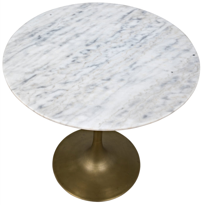 Laredo Bar Table 40", Metal with Brass Finish, White Stone Top