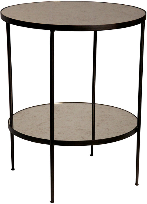 Anna Side Table, Black Steel with Antiqued Mirror