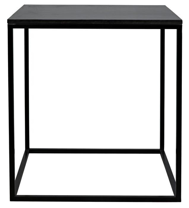 Landon Side Table, Black Steel with Marble