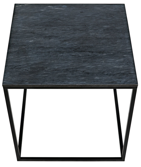 Landon Side Table, Black Steel with Marble