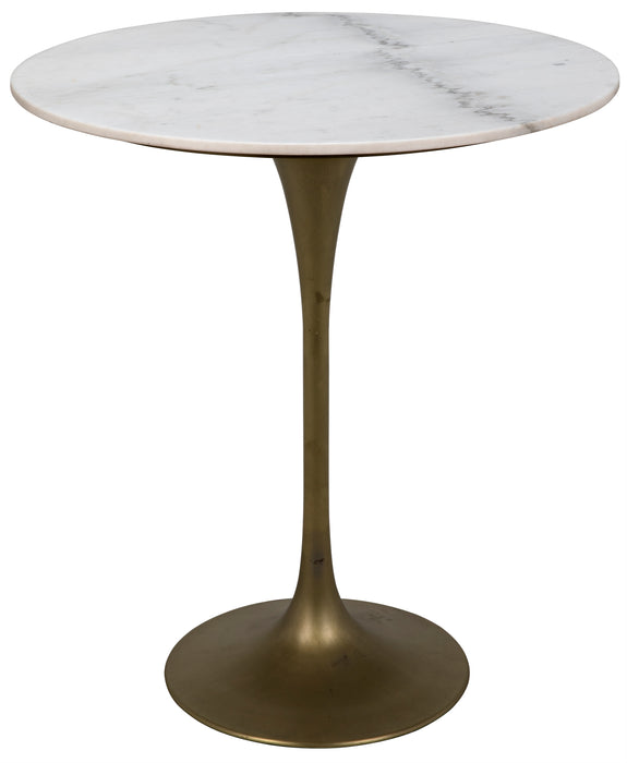 Laredo Bar Table 36", Metal with Brass Finish, White Stone Top