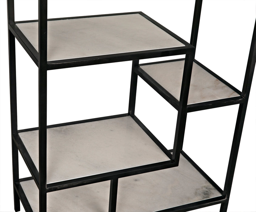 Haru Bookcase, Large, Black Steel with White Marble