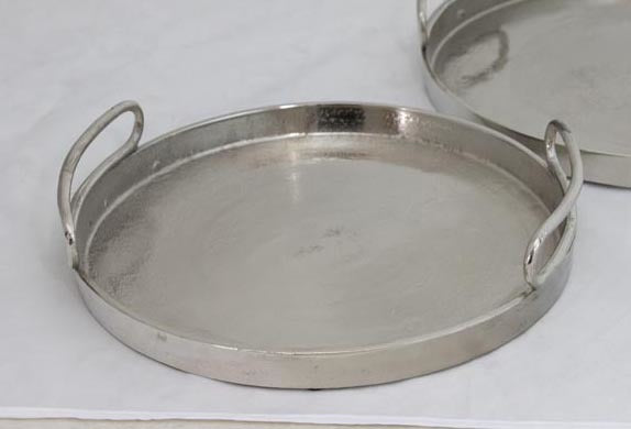 Silver Metal Tray set of two (2)