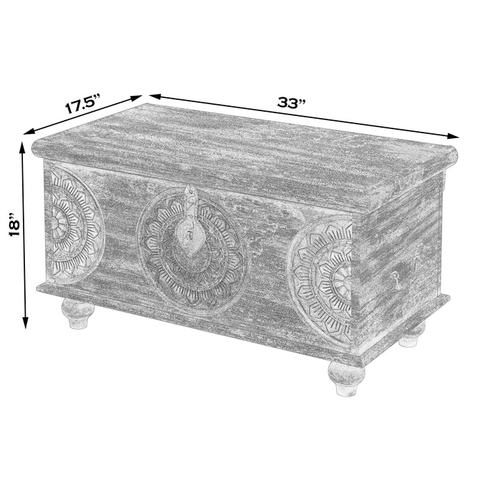 Butler Mesa Carved Wood Trunk Coffee Table