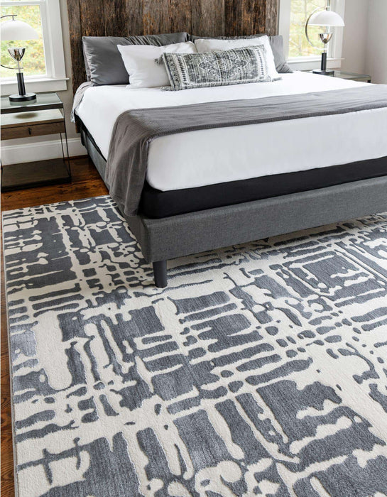 Gray and White Geo rug