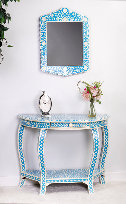 Butler Darrieux Blue Bone Inlay Demilune Console Table