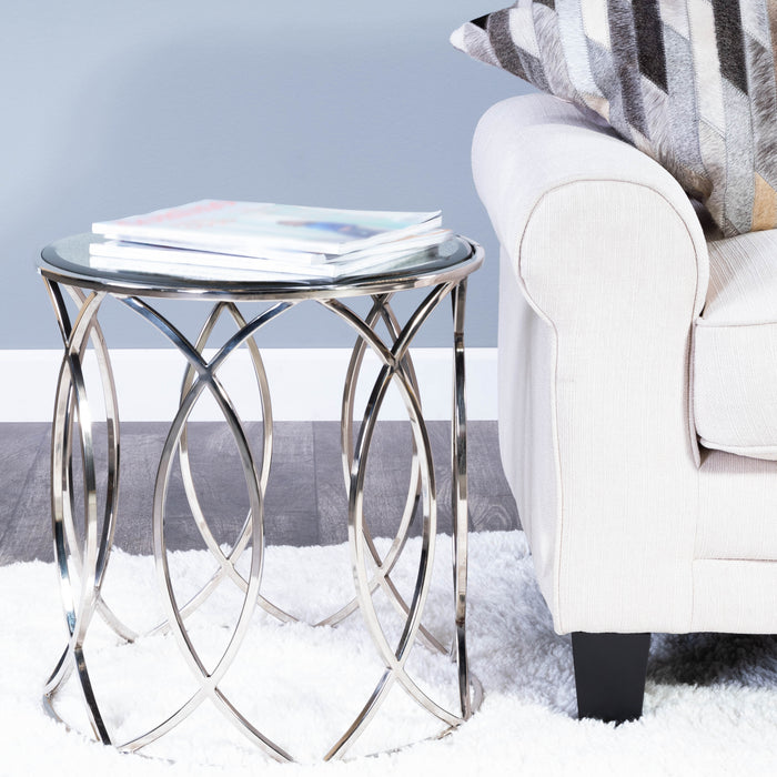 Butler Desiree Mirror and Nickel End Table