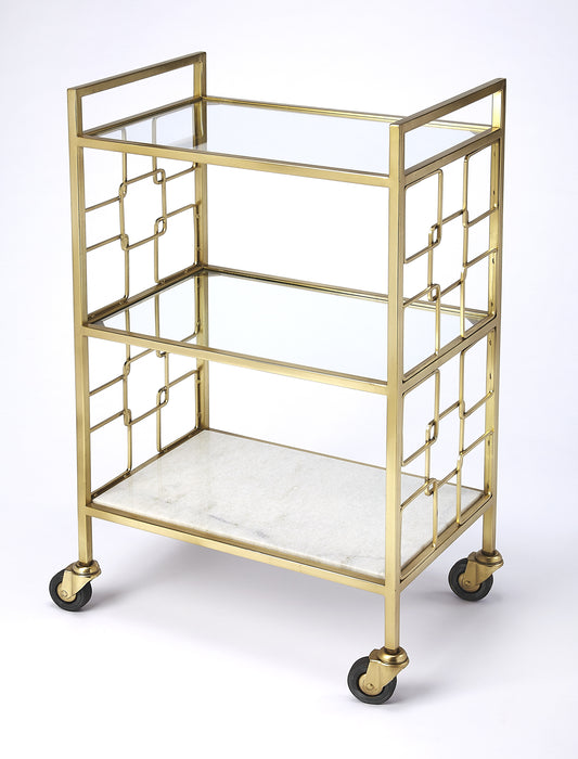 Butler Arcadia Polished Gold Bar Cart