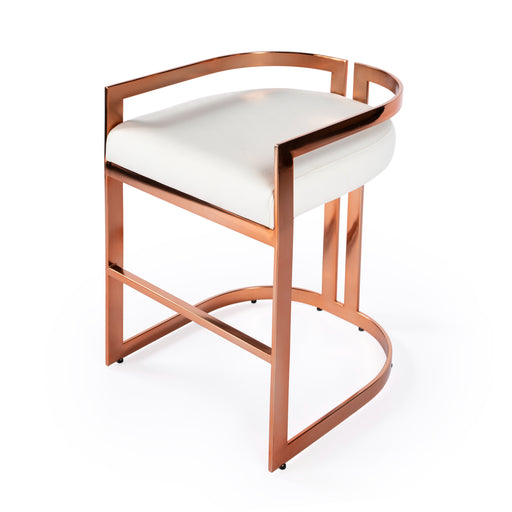 Butler Clarence Rose Gold & White Faux Leather Counter Stool