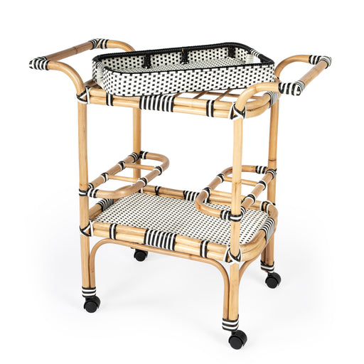 Butler Selena Black & White Rattan Bar Cart