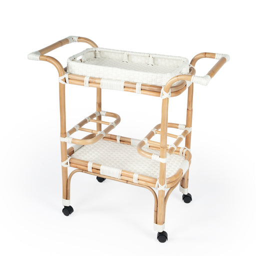 Butler Selena White Rattan Bar Cart