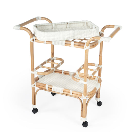 Butler Selena White Rattan Bar Cart