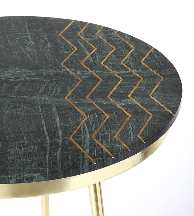 Butler Hollings Green Marble & Brass Accent Table