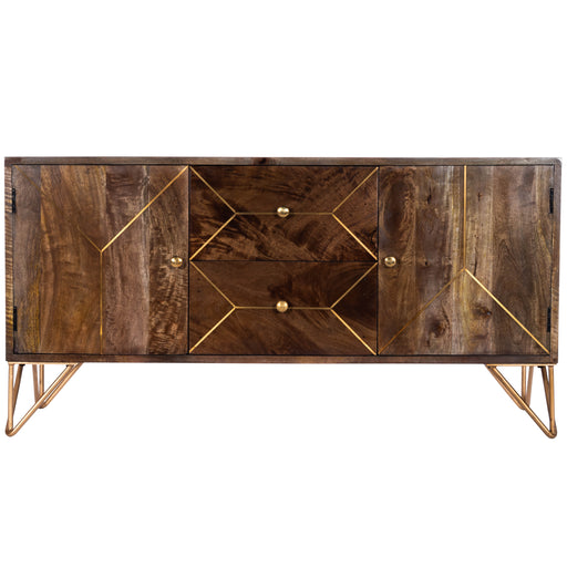 Butler Alda Wood & Brass Metal Inlay Entertainment Console