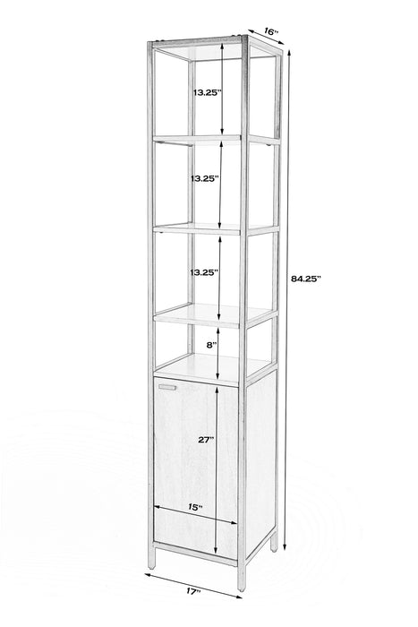 Butler Hans Narrow Wood And Iron Etagere Bookcase