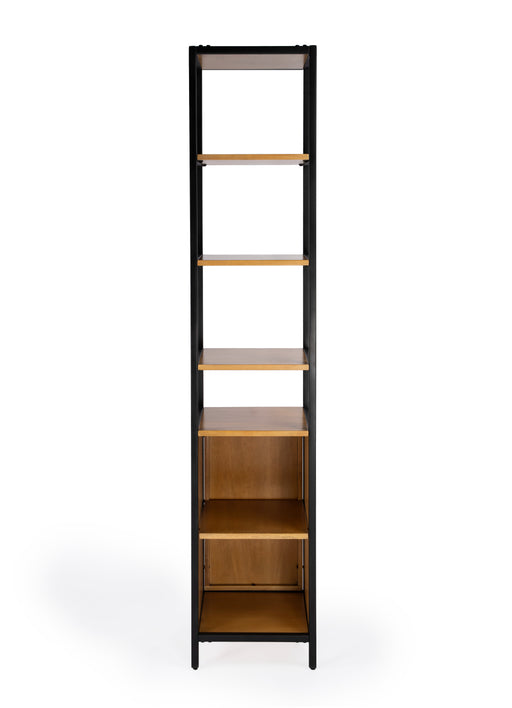 Butler Hans Narrow Wood And Iron Open Closed Etagere Bookcase