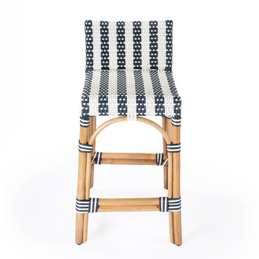 Butler Serienna Blue White Rattan Low Back Counter Stool