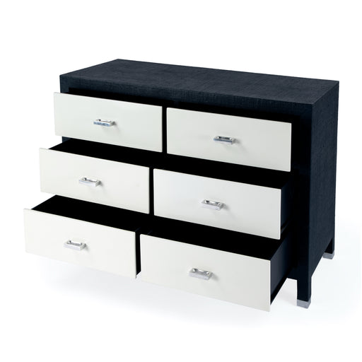 Butler Keros 6 Drawer Navy Raffia Double Dresser