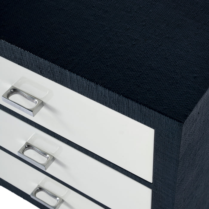 Butler Keros 3 Drawer Navy Raffia Chest