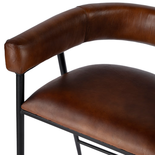 Butler Dallas Brown Leather and Iron cushioned Bar Stool