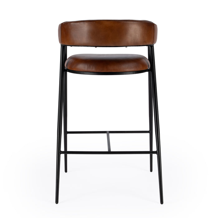 Butler Dallas Brown Leather and Iron cushioned Bar Stool