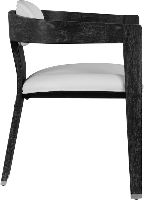Grey Wood & Faux Leather Dining Chair