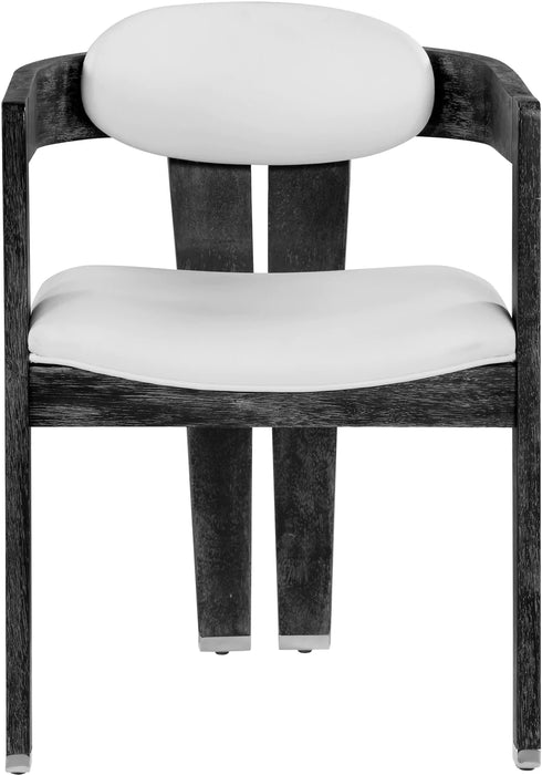 Grey Wood & Faux Leather Dining Chair