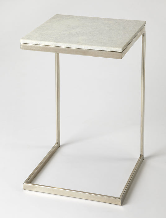 Butler Lawler White Marble, Silver End Table
