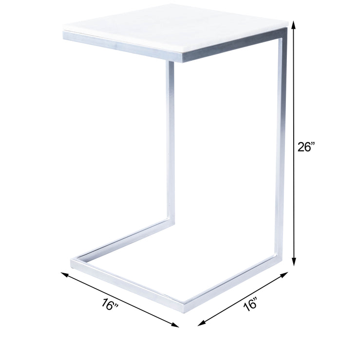 Butler Lawler White Marble, Silver End Table
