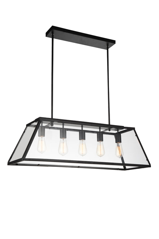 5 Light Down Chandelier with Black finish