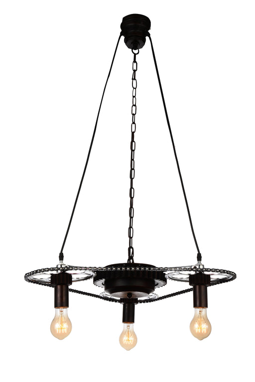 3 Light Down Chandelier with Gray finish
