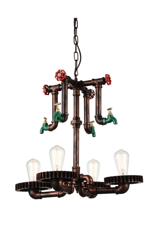 4 Light Up Chandelier with Speckled copper finish