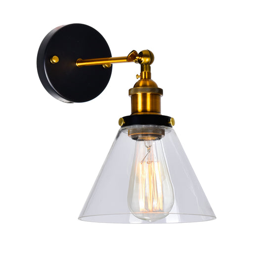 1 Light Wall Sconce with Black & Gold Brass finish